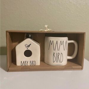 Rae Dunn Mama Bird Baby Bird Birdhouse Mug Set HTF NEW! Mothers Day